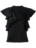 Facetasm - Ruffled T-shirt - Women - Cotton - 0, Black, Cotton