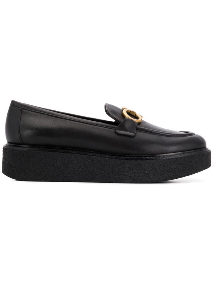 Salvatore Ferragamo Buckled Platform Loafers - Black