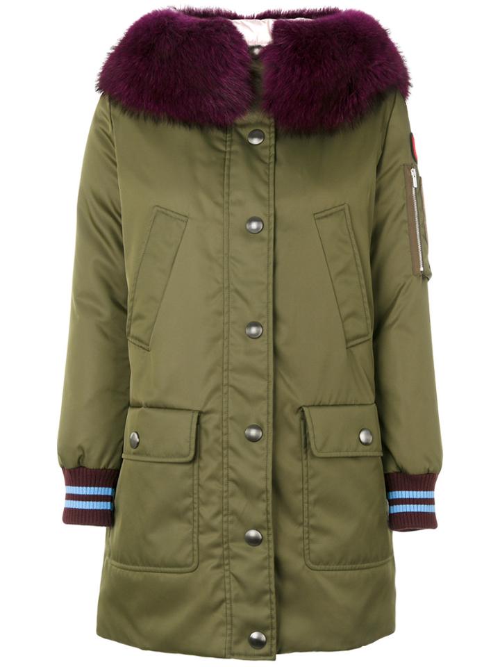 Miu Miu Knitted Cuffs Parka Coat - Green