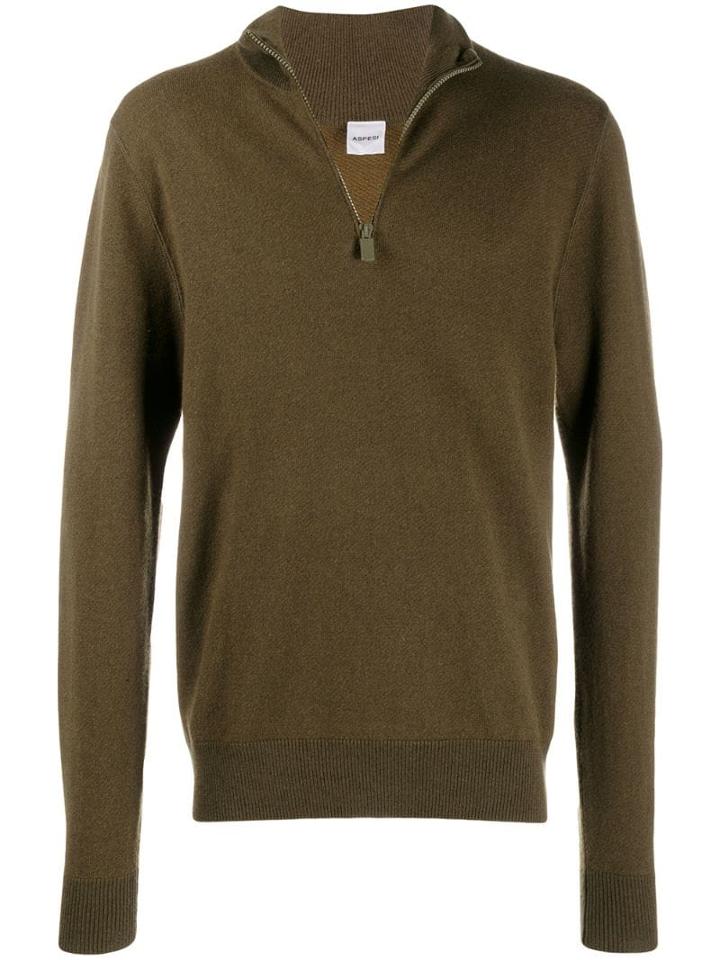 Aspesi Zipped Neck Jumper - Green