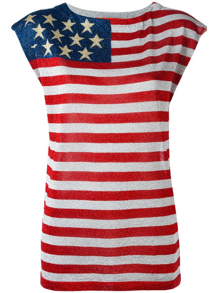 Stars And Stripes T-shirt - Women - Viscose/metallic Fibre - M, Red, Viscose/metallic Fibre, Hilfiger Collection