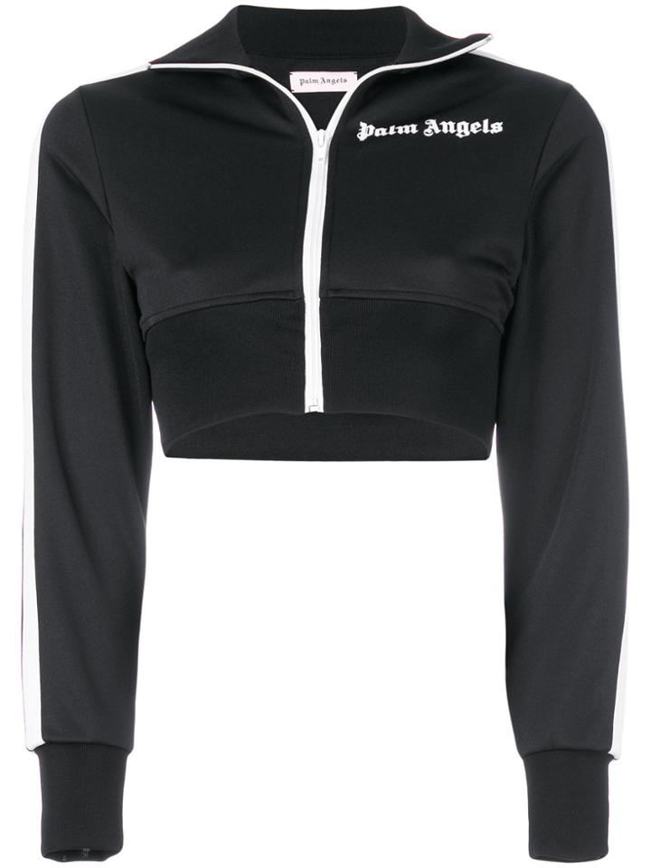 Palm Angels Cropped Zipped Jacket - Black