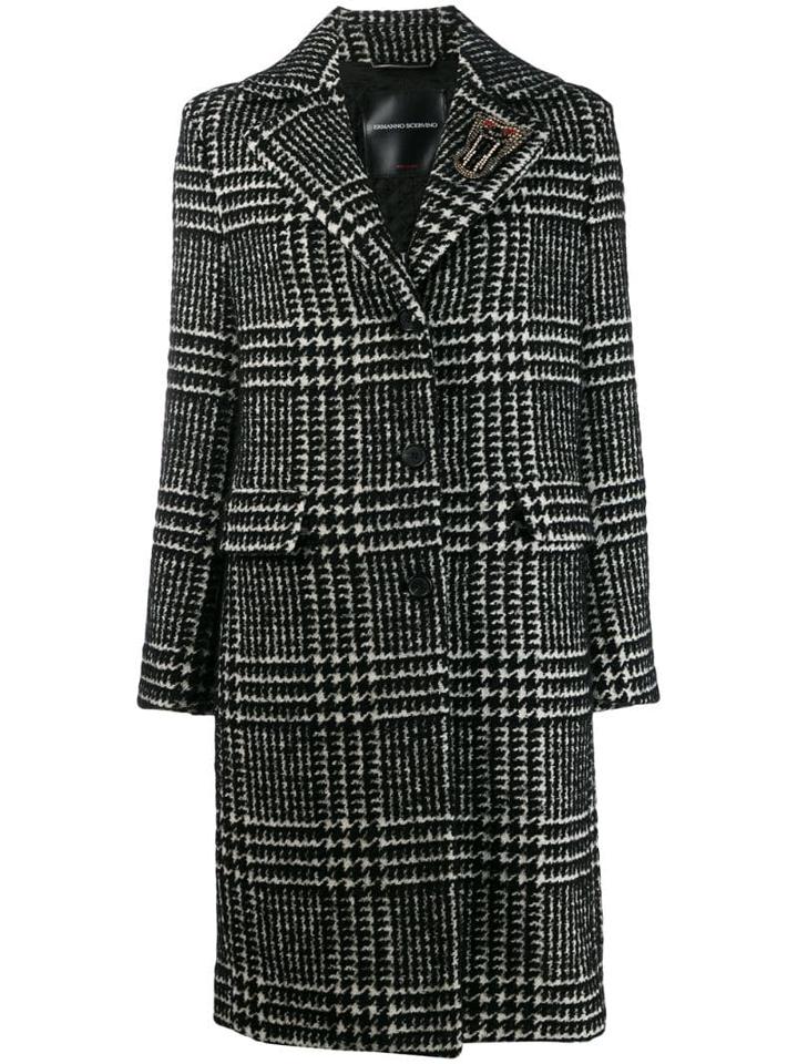 Ermanno Scervino Check Print Coat - Black