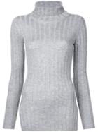 Cityshop Ribbed Turtle Neck Sweater, Women's, Grey, Wool/tencel