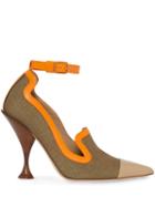 Burberry Canvas And Leather Point-toe Pumps - Brown