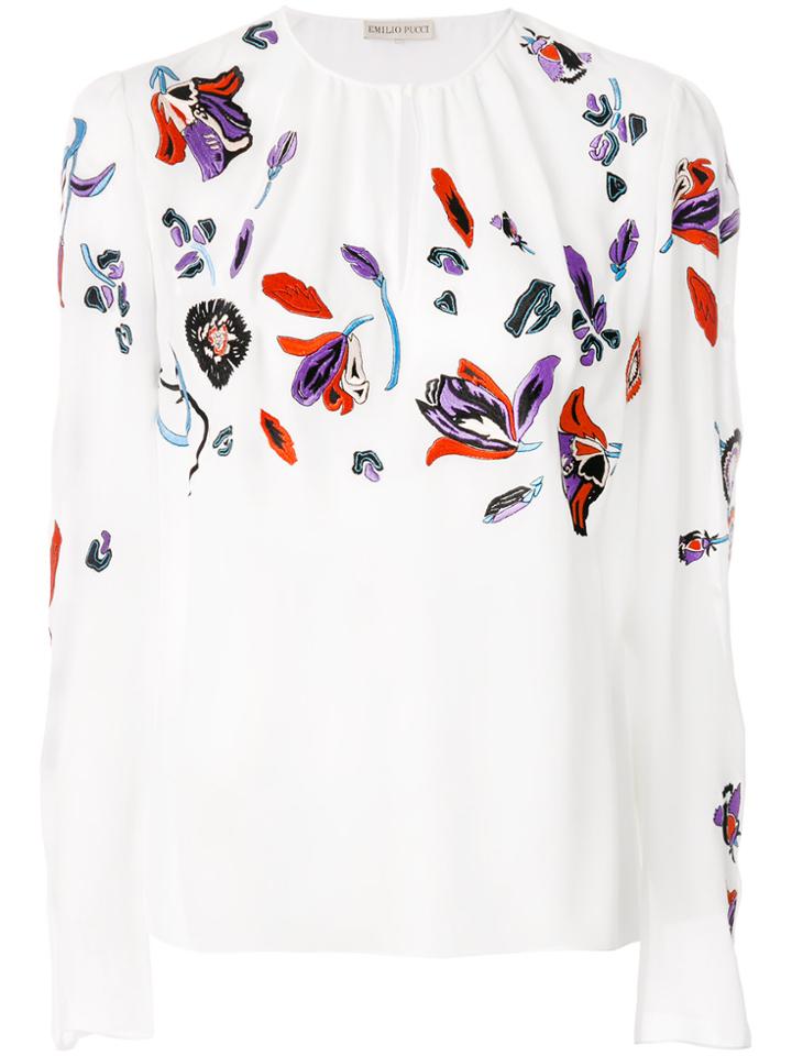 Emilio Pucci Floral Embellished Top - White