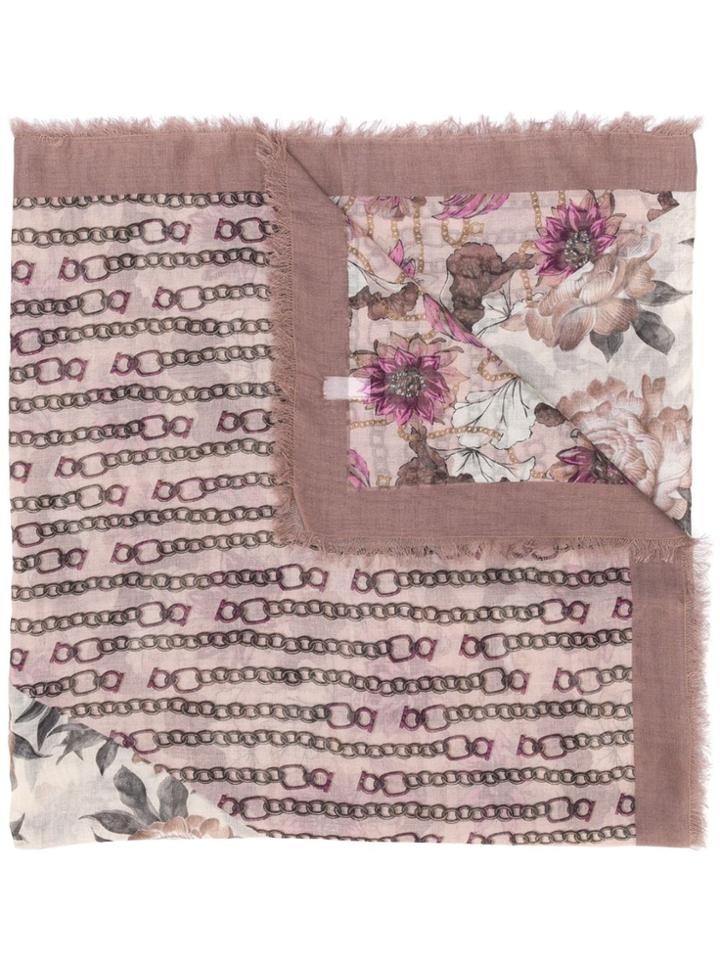 Salvatore Ferragamo Floral Chain Print Scarf - Pink