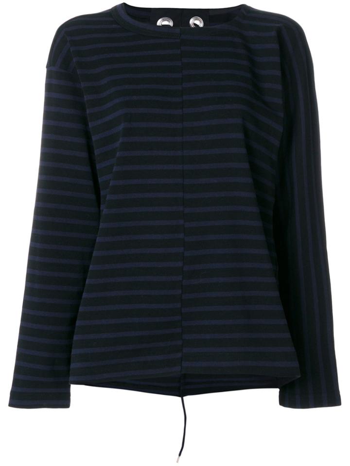 Sacai Laced Detail Striped Top - Black