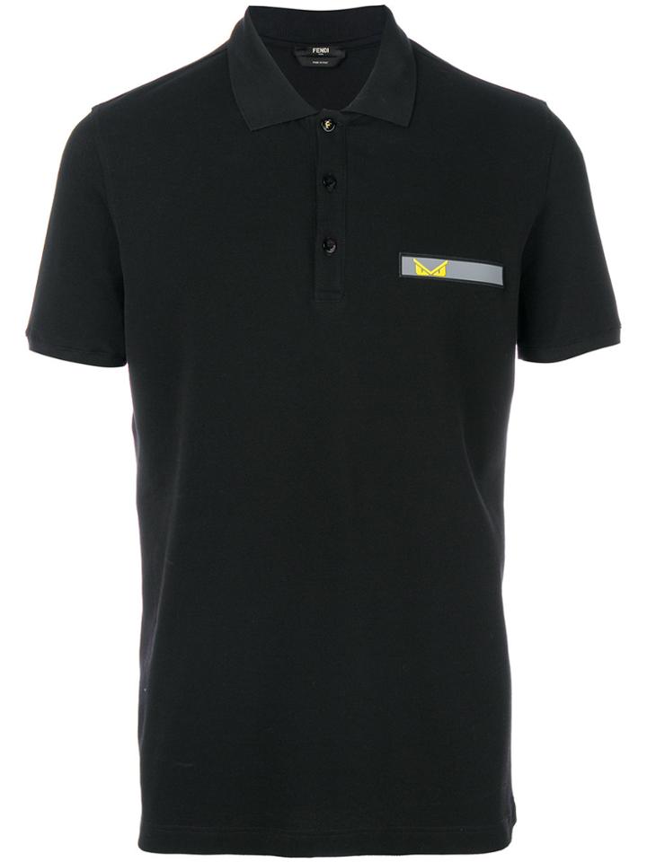 Fendi Logo Patch Polo Top - Black