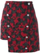Versus Camouflage Asymmetric Skirt, Women's, Size: 40, Red, Cotton/polyamide/polyester/spandex/elastane