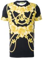 Versace Jeans - Chains And Flowers Printed T-shirt - Men - Cotton/spandex/elastane - Xxl, Black, Cotton/spandex/elastane