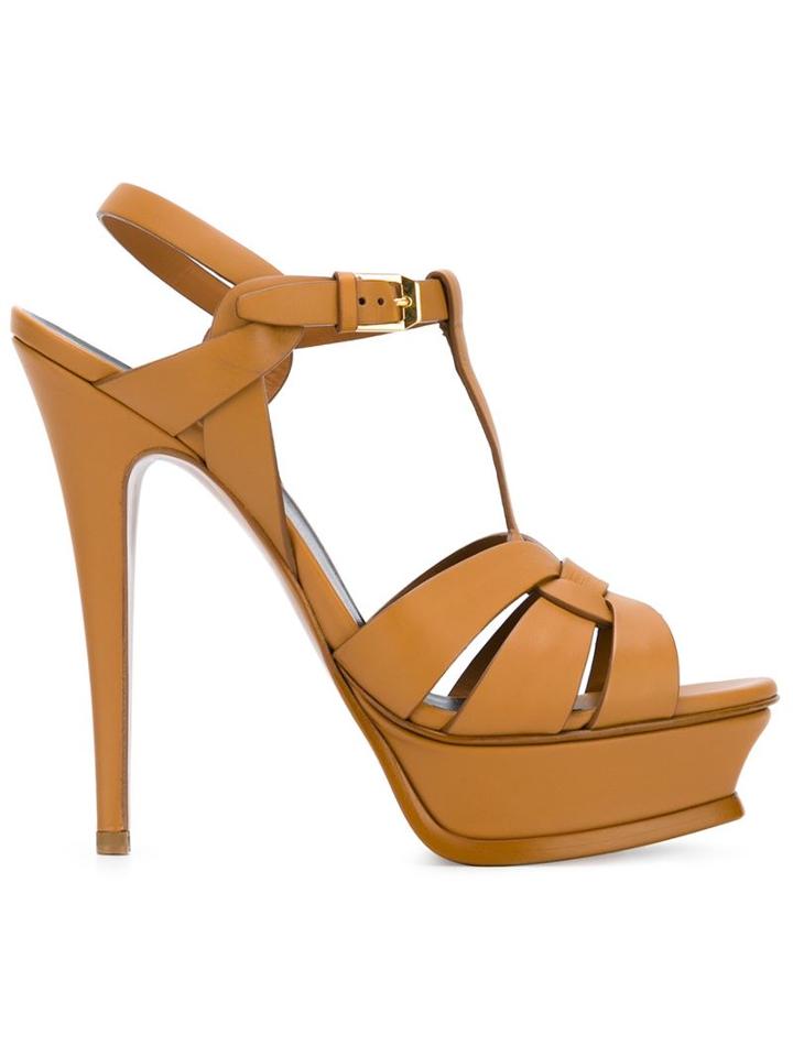 Saint Laurent Tribute Sandals, Women's, Size: 38, Nude/neutrals, Leather