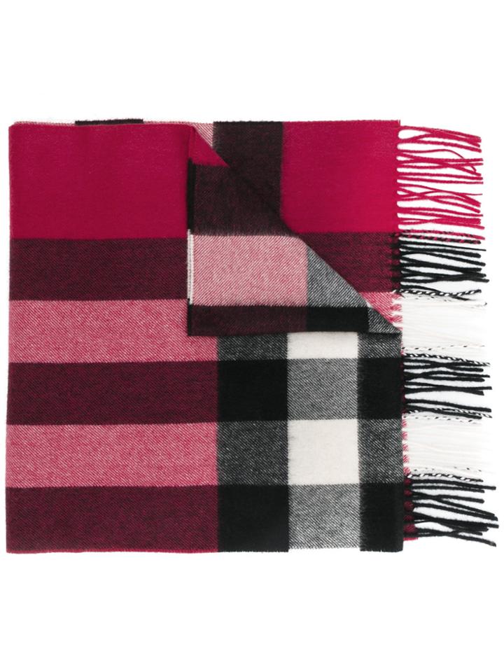 Burberry Cashmere Check Scarf - Pink & Purple