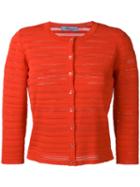 Blumarine Perforated Cardigan, Women's, Size: 44, Yellow/orange, Viscose/polyimide