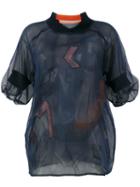 Quetsche Layered Sheer Blouse, Women's, Size: 34, Blue, Silk/polyester