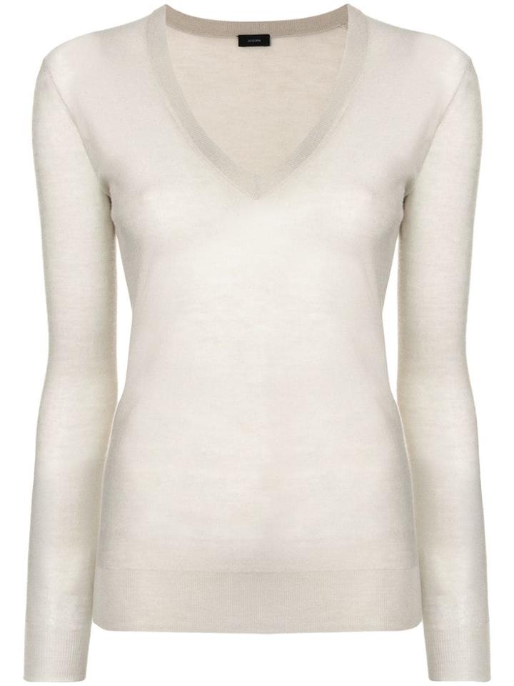 Joseph Cashmere V-neck Sweater - White