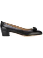 Salvatore Ferragamo Bow Detail Pumps, Women's, Size: 9.5, Black, Calf Leather/leather