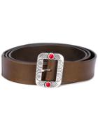 Embossed Buckle Belt - Unisex - Leather - 80, Brown, Leather, Htc Hollywood Trading Company