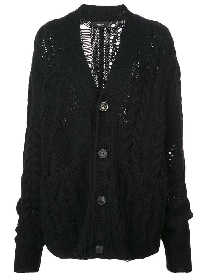 Amiri Cable-knit Cardigan - Black