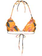 Vix Paula Hermanny Ripple Triangle Bikini Top - Yellow & Orange