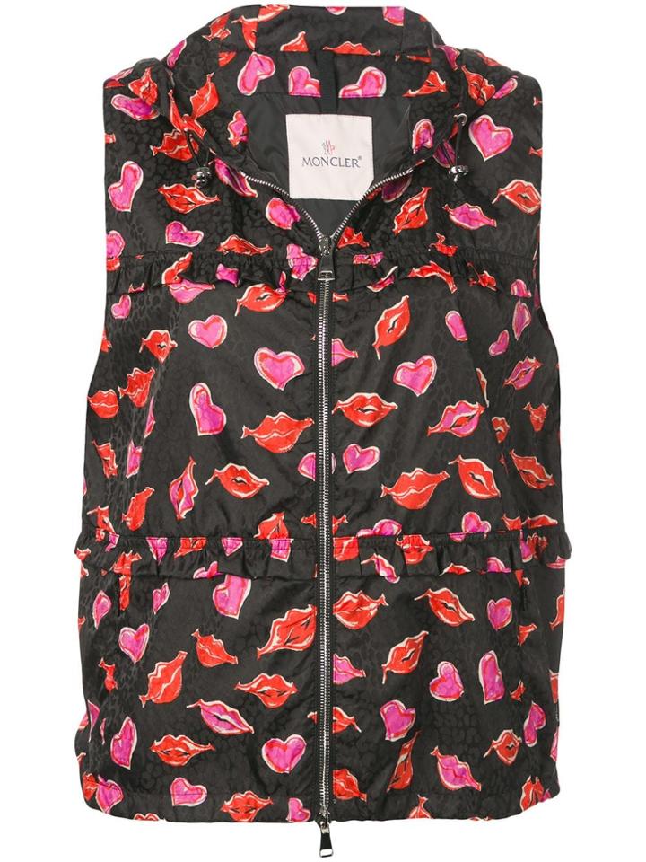 Moncler Graphic Print Zipped Gilet - Black