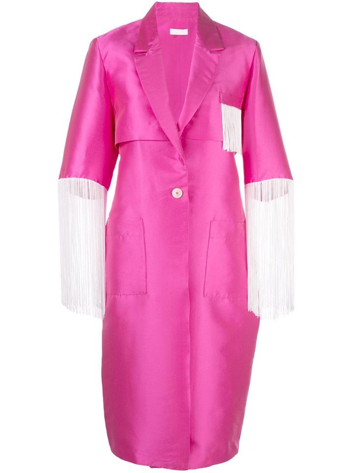 Suzanne Rae Fringed Sleeve Coat - Pink