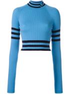 Versace Cropped High Neck Sweater, Women's, Size: 42, Blue, Spandex/elastane/wool
