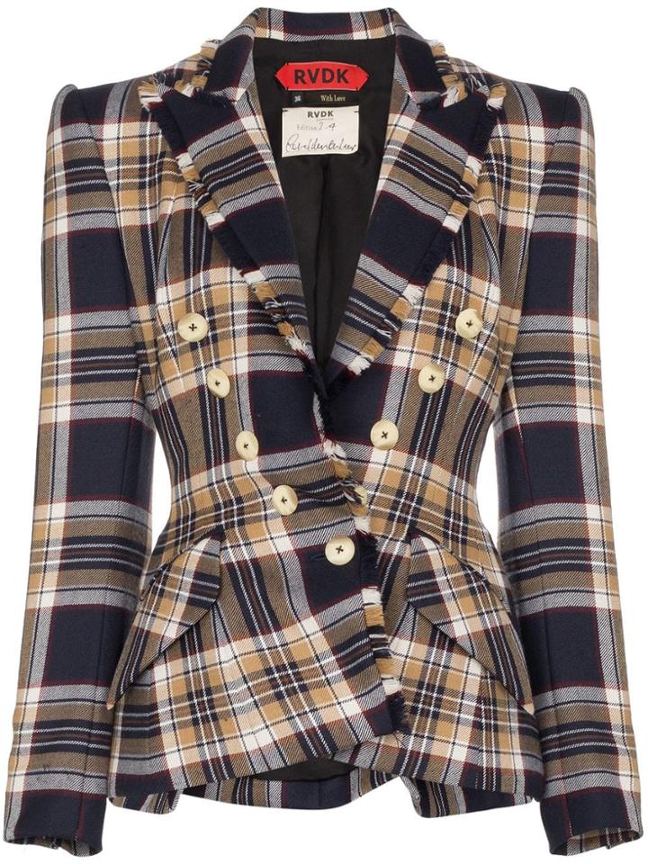 Ronald Van Der Kemp Check Print Fitted Wool Blazer - Blue