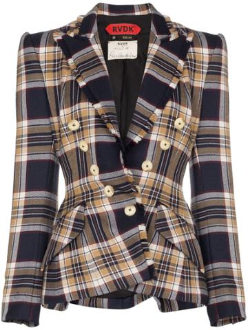 Ronald Van Der Kemp Check Print Fitted Wool Blazer - Blue