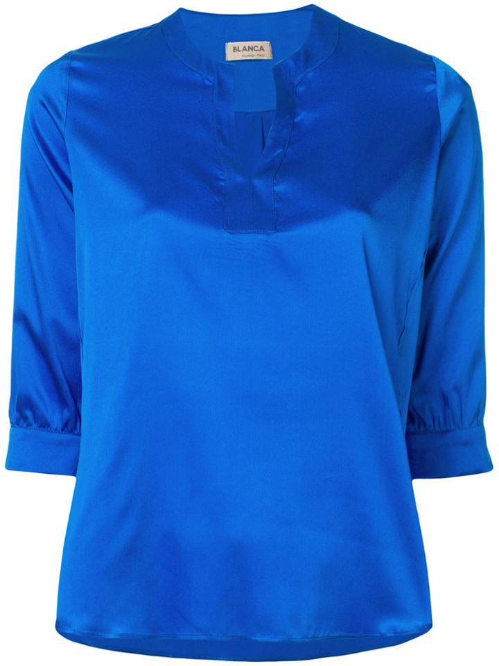 Blanca V-neck Blouse - Blue