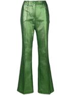 P.a.r.o.s.h. Metallic Flared Trousers - Green