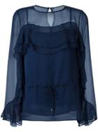 See By Chloé 'ruffle' Blouse, Women's, Size: 38, Blue, Viscose/polyester