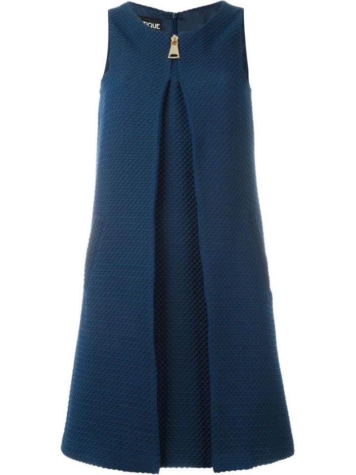 Boutique Moschino Inverted Pleat A-line Dress, Women's, Size: 42, Blue, Cotton/polyester/polyamide/other Fibers