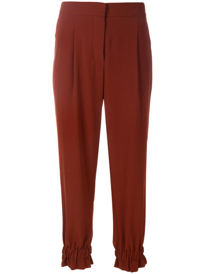 Sonia Rykiel Crepe Ruched Track Pants - Brown