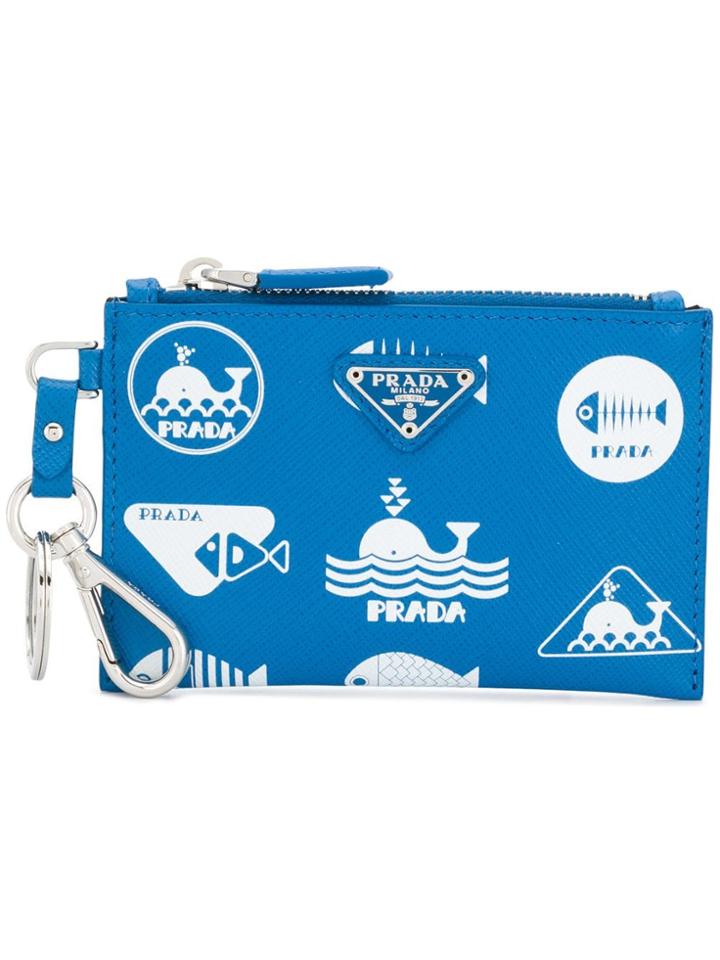 Prada Whale Motif Wallet - Blue