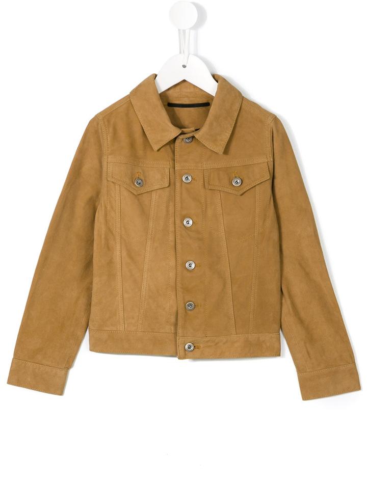 Dondup Kids Buttoned Leather Jacket, Boy's, Size: 8 Yrs, Nude/neutrals