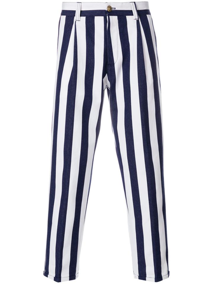 Pt01 Striped Straight-leg Trousers - Blue