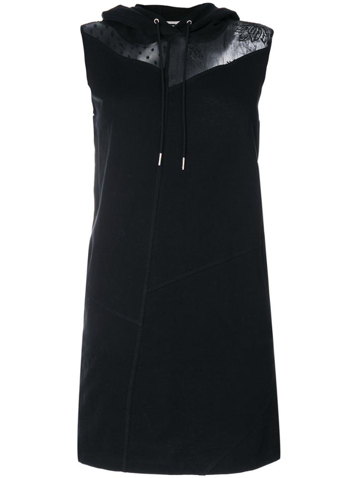 Mcq Alexander Mcqueen Lace Panel Hooded Dress - Black