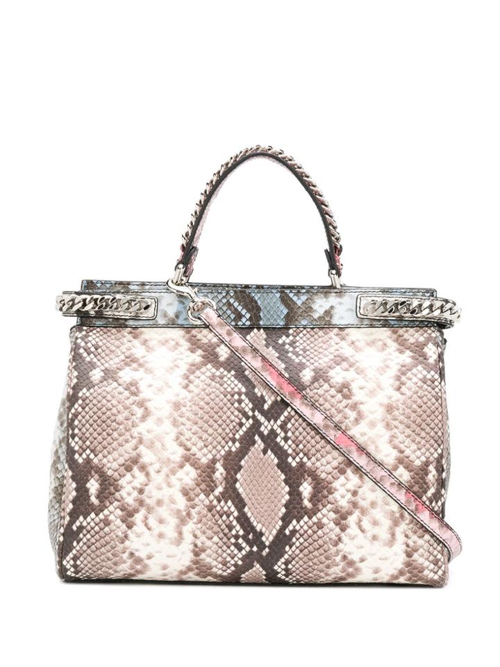 Casadei Snakeskin Print Tote Bag - Brown