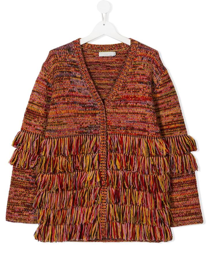 Stella Mccartney Kids Teen Fringed Chunky Cardigan - Multicolour