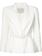 Carolina Herrera - Textured Canvas Jacket - Women - Silk/cotton/polyamide/viscose - 12, White, Silk/cotton/polyamide/viscose