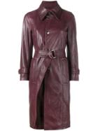 Balenciaga Cracked Trench Coat, Women's, Size: 36, Red, Lamb Skin/viscose