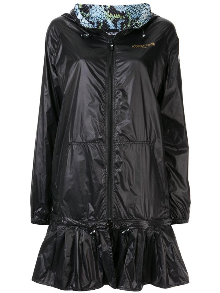 Roberto Cavalli Hooded Rain Jacket - Black