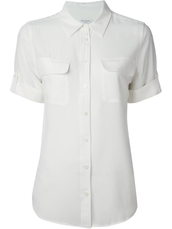 Equipment Rolled Sleeves Shirt, Women's, Size: Large, White, Silk
