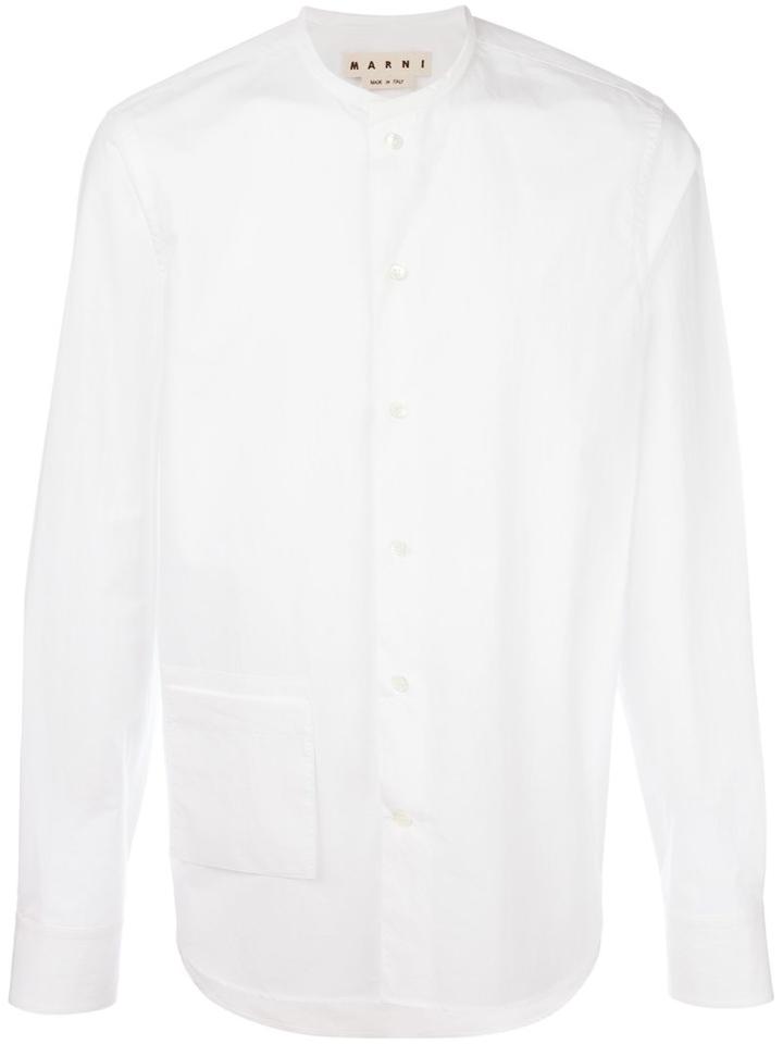 Marni Patch Pocket Shirt, Men's, Size: 48, White, Cotton