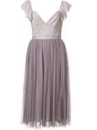 Needle & Thread Metallic Embroidery Dress, Women's, Size: 2, Pink/purple, Polyester/nylon