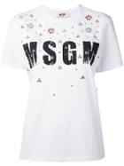 Msgm Beads Embellished Logo T-shirt - White