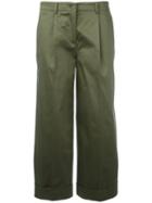 P.a.r.o.s.h. Straight Cropped Trousers, Women's, Size: Medium, Green, Cotton/spandex/elastane