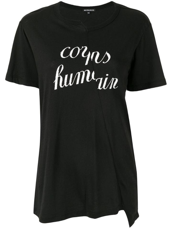 Ann Demeulemeester Slash Print T-shirt - Black