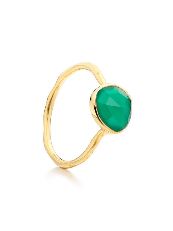 Monica Vinader Gp Siren Stacking Green Onyx Ring - Gold